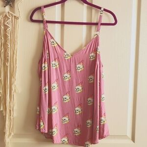 Torrid Ava Cami Pink with Skulls Adjustable Straps Size 1